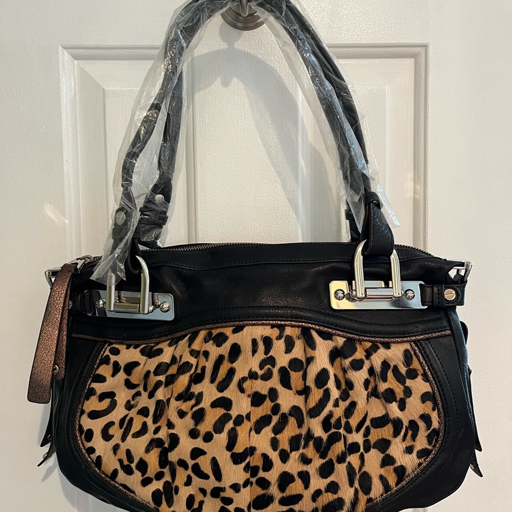 B. Makowsky Vintage Leopard Print Leather Women's Bag